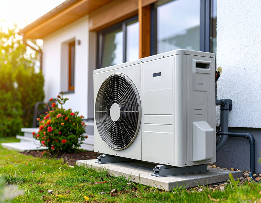 pac réversible installée à l'extérieur d'une maison 